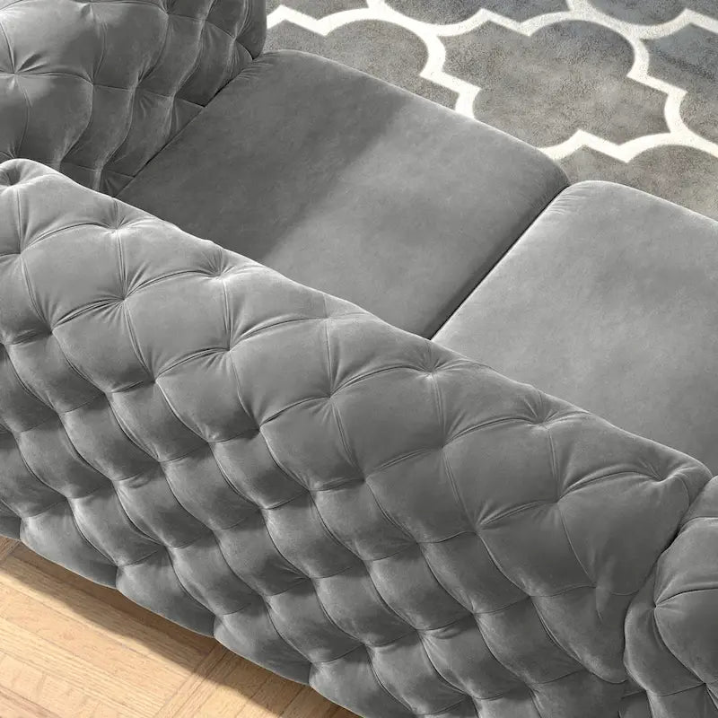 Causeuse Chesterfield Capitonnée en Velours Corvus Aosta