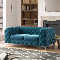 Causeuse Chesterfield Capitonnée en Velours Corvus Aosta