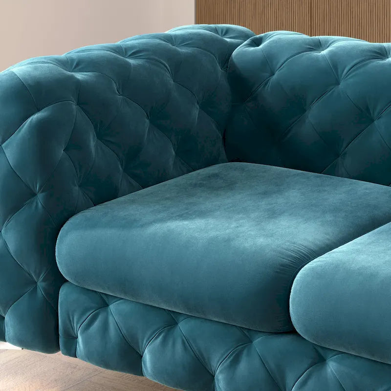Causeuse Chesterfield Capitonnée en Velours Corvus Aosta