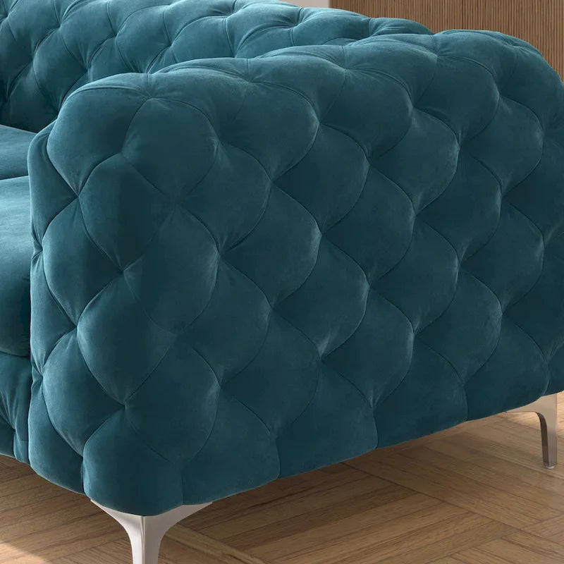 Causeuse Chesterfield Capitonnée en Velours Corvus Aosta