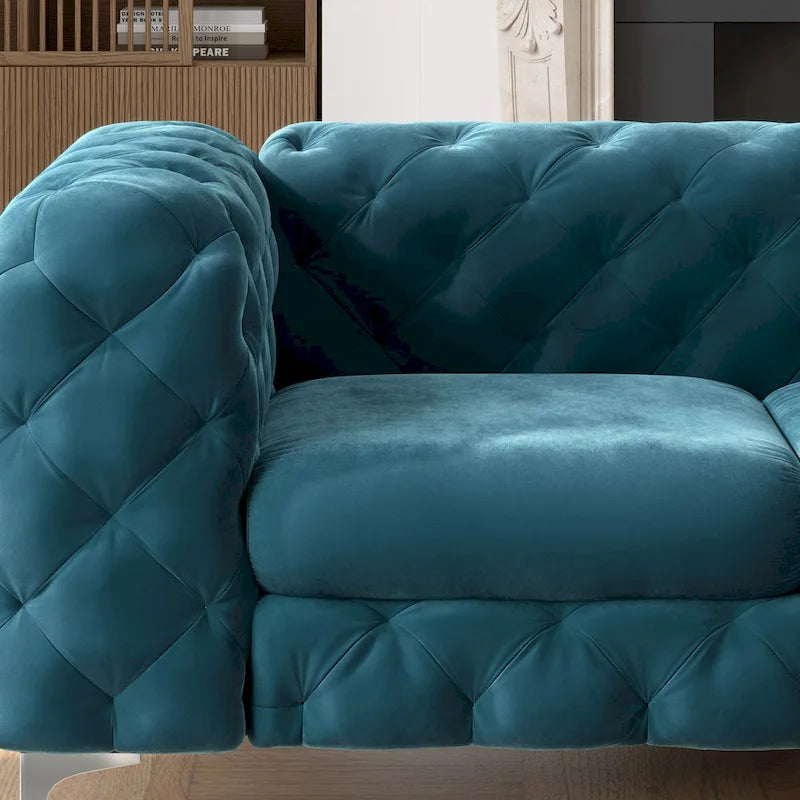 Causeuse Chesterfield Capitonnée en Velours Corvus Aosta