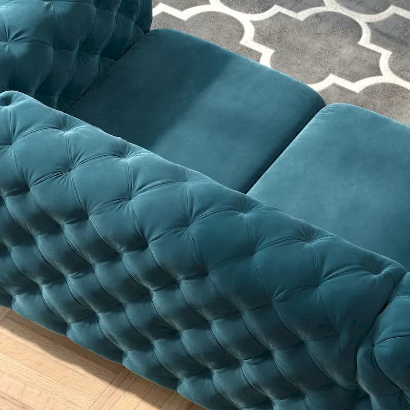 Causeuse Chesterfield Capitonnée en Velours Corvus Aosta