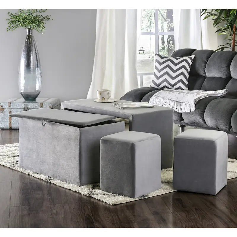 Ensemble banc et ottoman gigognes 4 pièces en similicuir Cole Contemporary par Furniture of America