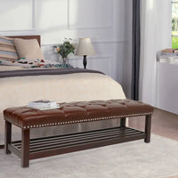 Banc rembourré à piètement en bois pour chambre à coucher ou entrée