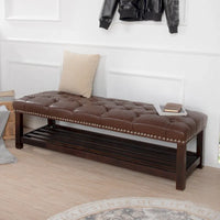 Banc rembourré à piètement en bois pour chambre à coucher ou entrée