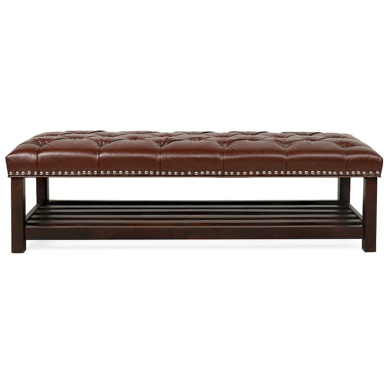 Banc rembourré à piètement en bois pour chambre à coucher ou entrée