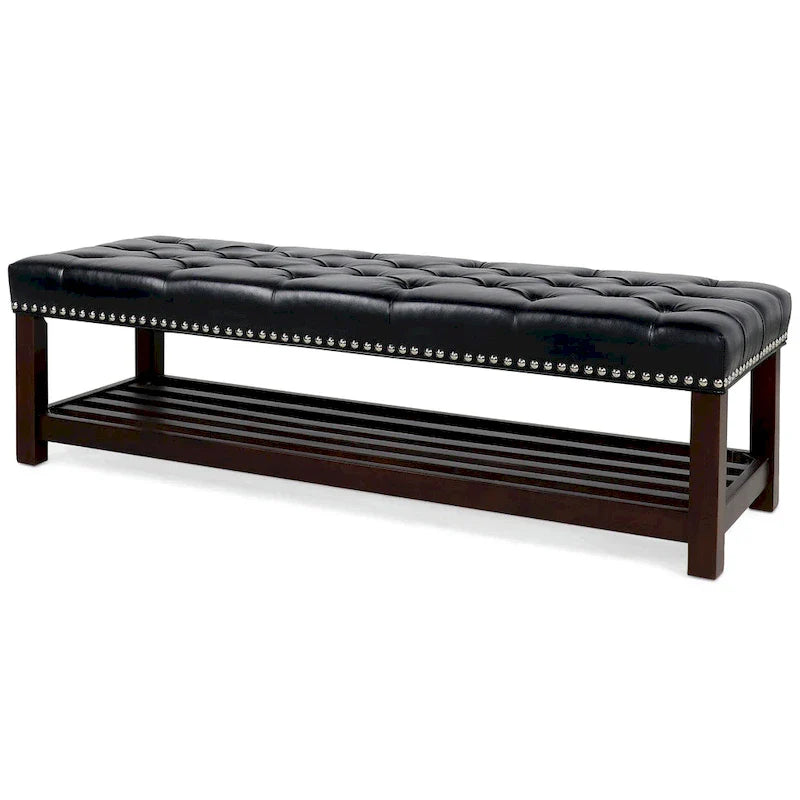 Banc rembourré à piètement en bois pour chambre à coucher ou entrée