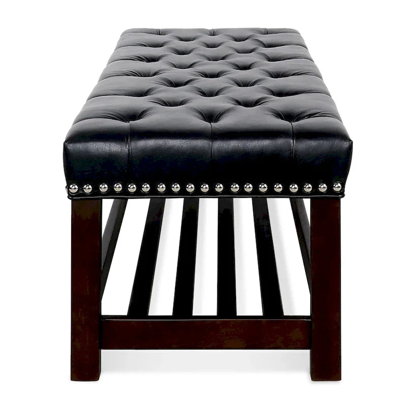 Banc rembourré à piètement en bois pour chambre à coucher ou entrée