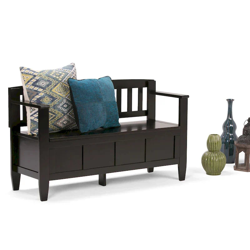 WYNDENHALL Riverside Banc de rangement contemporain en bois massif pour entrée de 122 cm de large - 51 cm de large