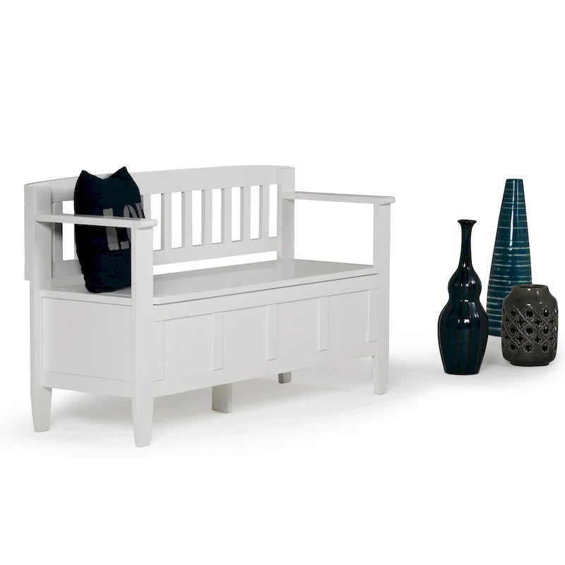 WYNDENHALL Riverside banc de rangement d'entrée contemporain en BOIS MASSIF 48 pouces de large - 20 pouces de large