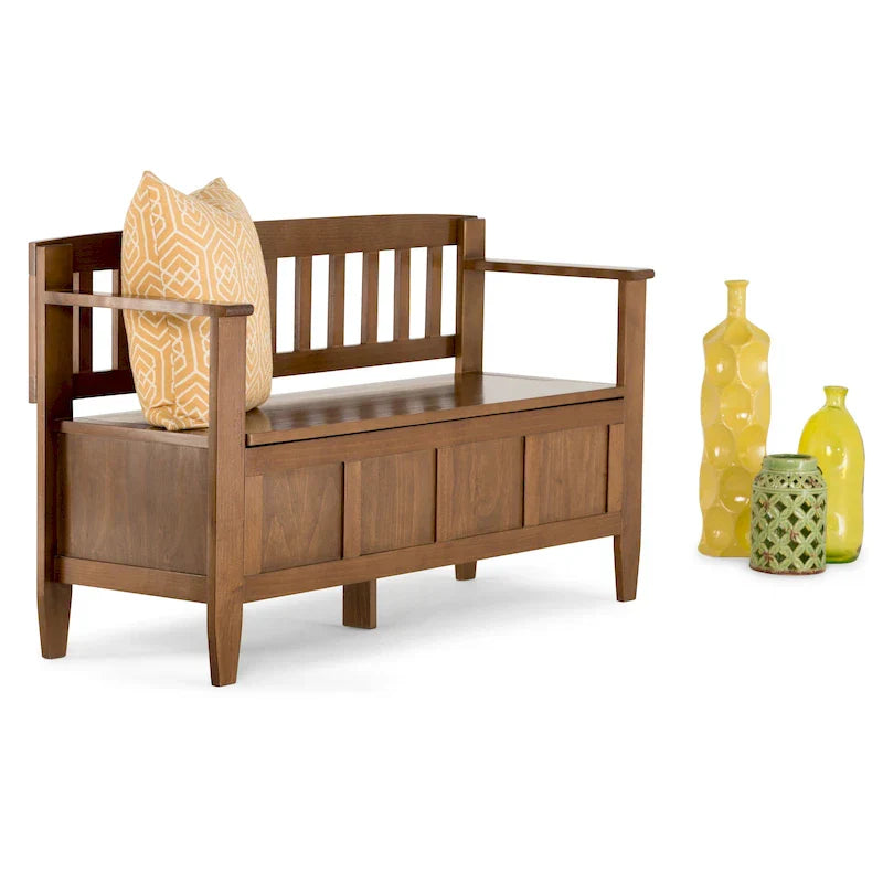 WYNDENHALL Riverside Banc de rangement contemporain en bois massif pour entrée de 122 cm de large - 51 cm de large