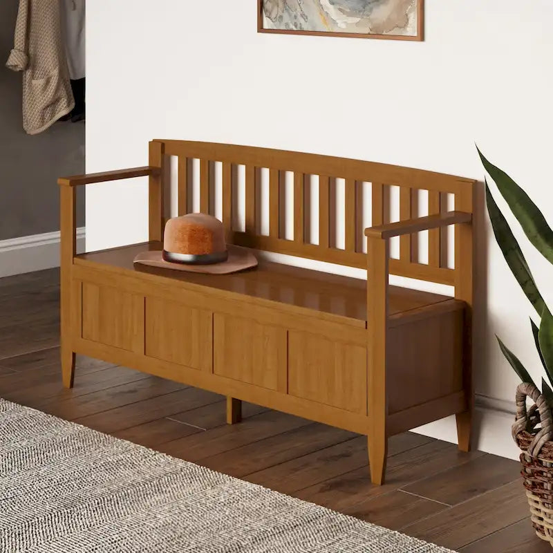 WYNDENHALL Riverside banc de rangement d'entrée contemporain en BOIS MASSIF 48 pouces de large - 20 pouces de large