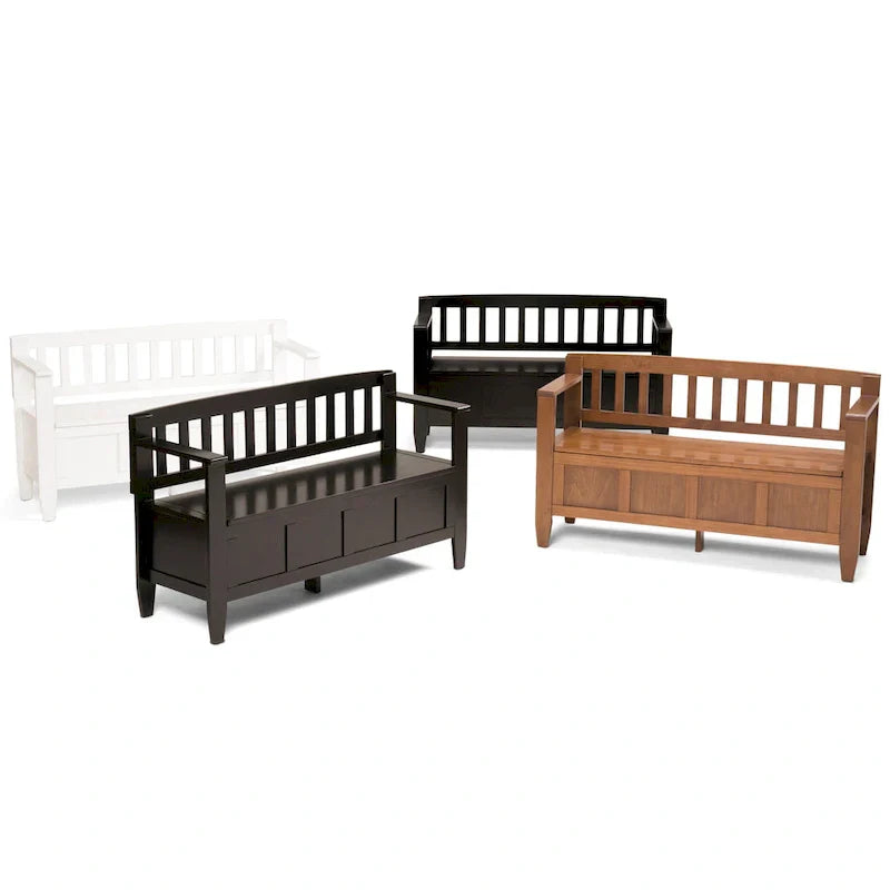 WYNDENHALL Riverside Banc de rangement contemporain en bois massif pour entrée de 122 cm de large - 51 cm de large