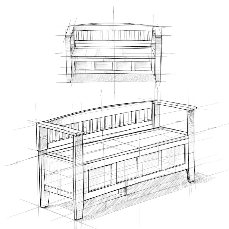 WYNDENHALL Riverside banc de rangement d'entrée contemporain en BOIS MASSIF 48 pouces de large - 20 pouces de large