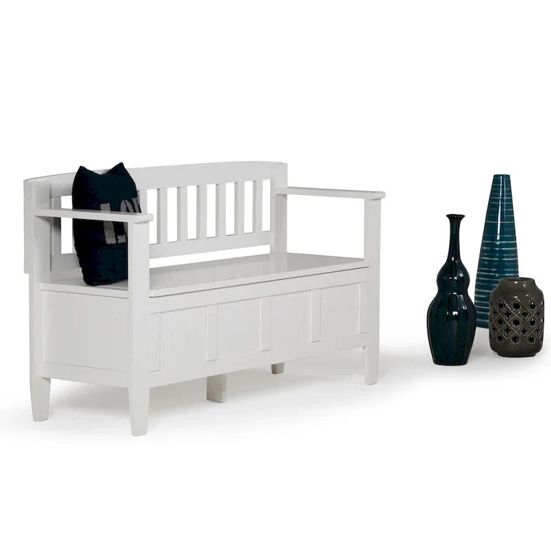 WYNDENHALL Riverside banc de rangement d'entrée contemporain en BOIS MASSIF 48 pouces de large - 20 pouces de large