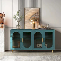 Meuble TV en bois avec armoire de rangement et étagères réglables - N/A