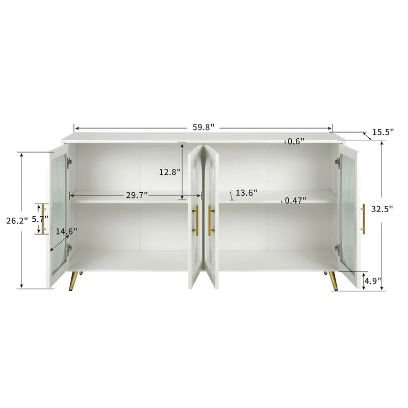 Meuble TV en bois avec armoire de rangement et étagères réglables - N/A