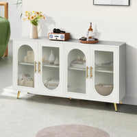Meuble TV en bois avec armoire de rangement et étagères réglables - N/A