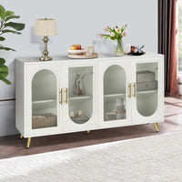 Meuble TV en bois avec armoire de rangement et étagères réglables - N/A