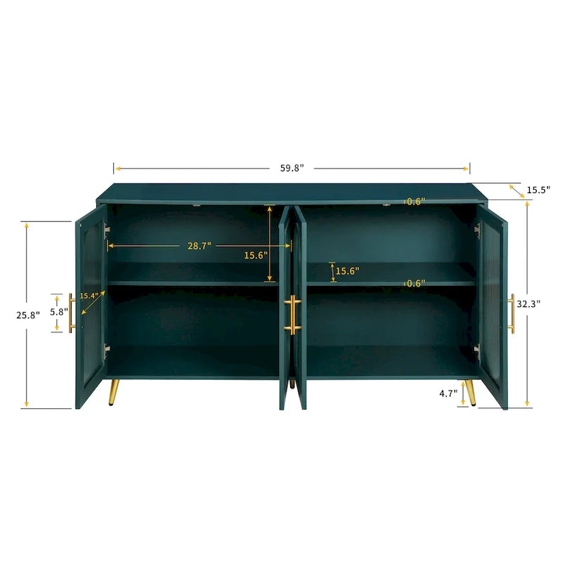 Meuble TV en bois avec armoire de rangement et étagères réglables - N/A