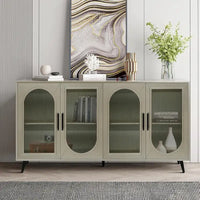 Meuble TV en bois avec armoire de rangement et étagères réglables - N/A