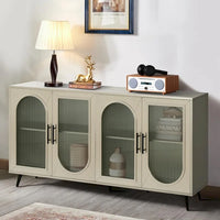 Meuble TV en bois avec armoire de rangement et étagères réglables - N/A