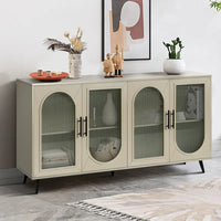 Meuble TV en bois avec armoire de rangement et étagères réglables - N/A
