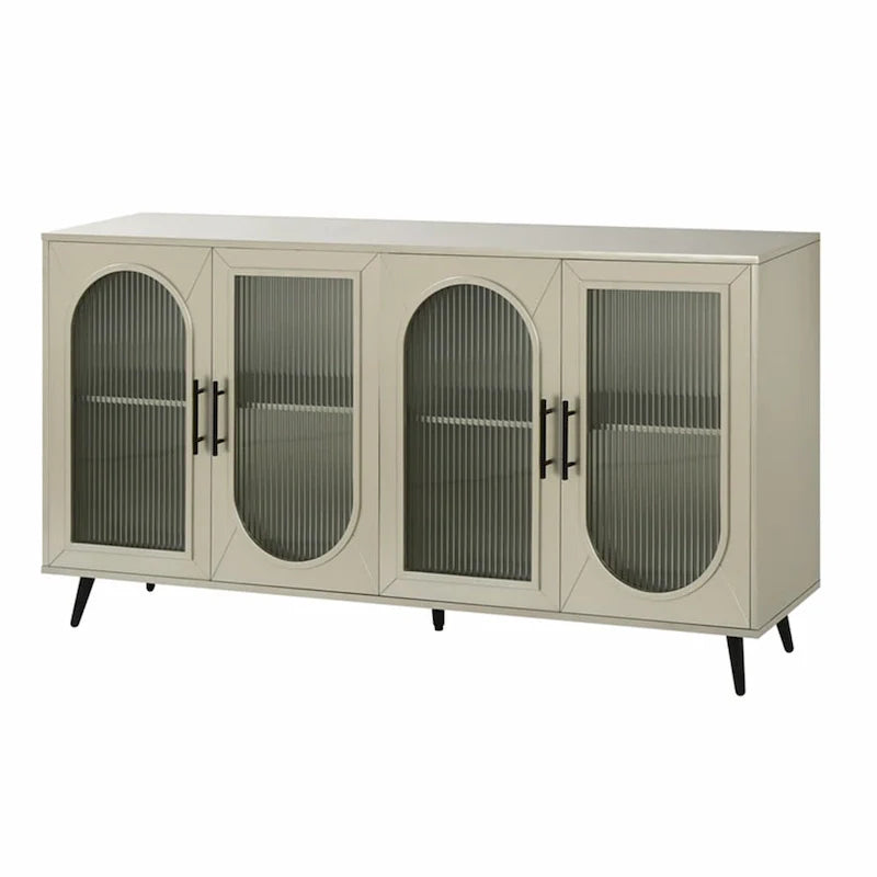 Meuble TV en bois avec armoire de rangement et étagères réglables - N/A