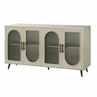 Meuble TV en bois avec armoire de rangement et étagères réglables - N/A