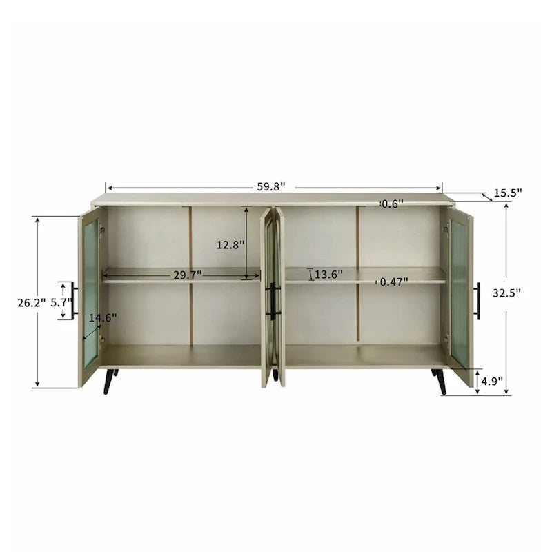 Meuble TV en bois avec armoire de rangement et étagères réglables - N/A