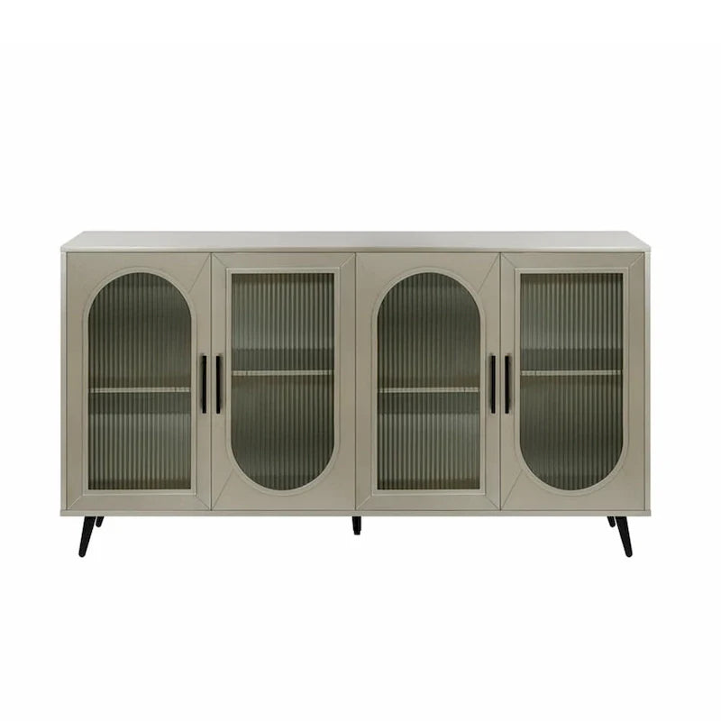 Meuble TV en bois avec armoire de rangement et étagères réglables - N/A