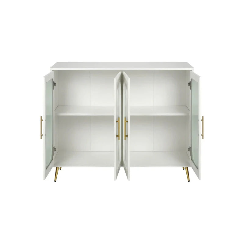Meuble TV en bois avec armoire de rangement et étagères réglables - N/A