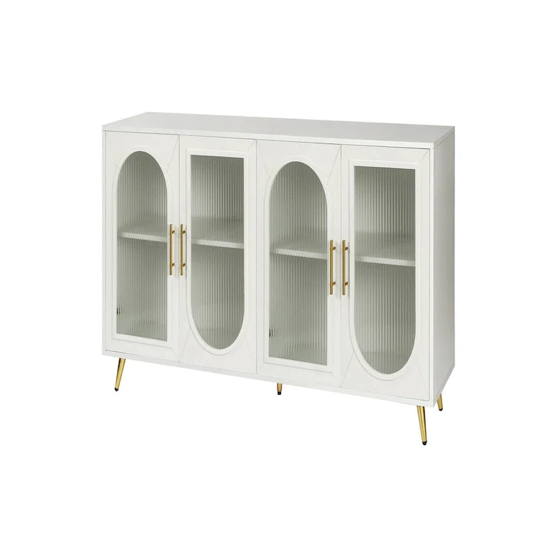 Meuble TV en bois avec armoire de rangement et étagères réglables - N/A