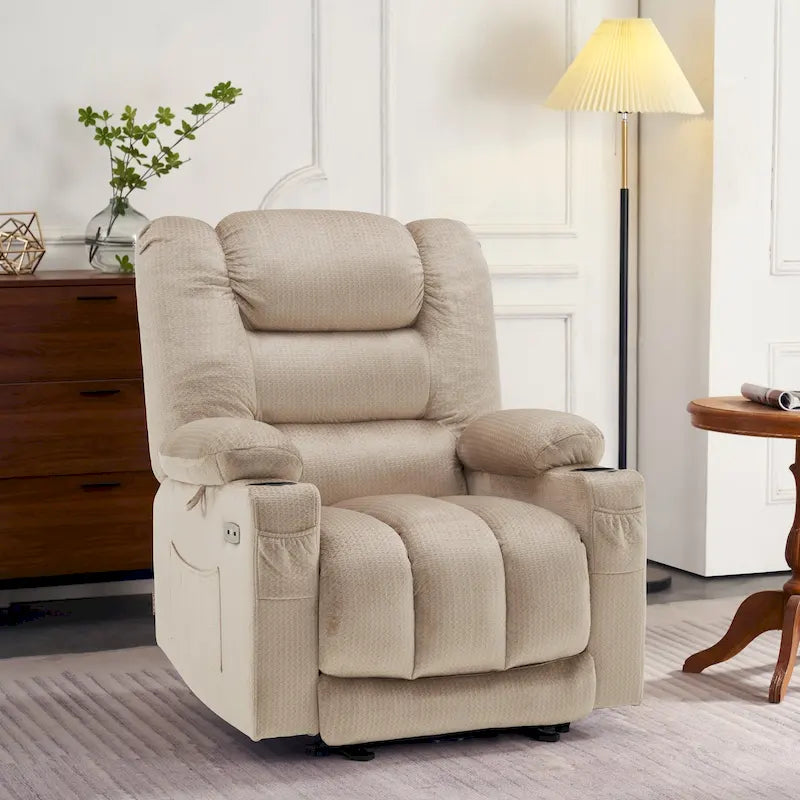 Fauteuil Inclinable Électrique MCombo avec Chaleur et Massage, Tissu 6079/PR670