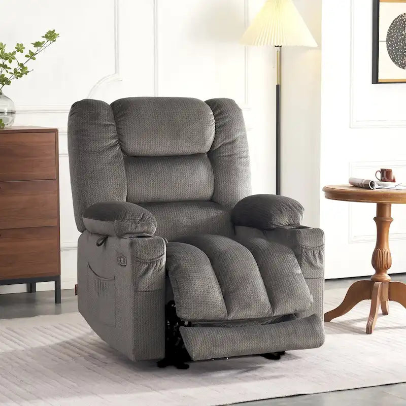 Fauteuil Inclinable Électrique MCombo avec Chaleur et Massage, Tissu 6079/PR670