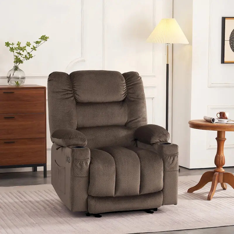 Fauteuil Inclinable Électrique MCombo avec Chaleur et Massage, Tissu 6079/PR670