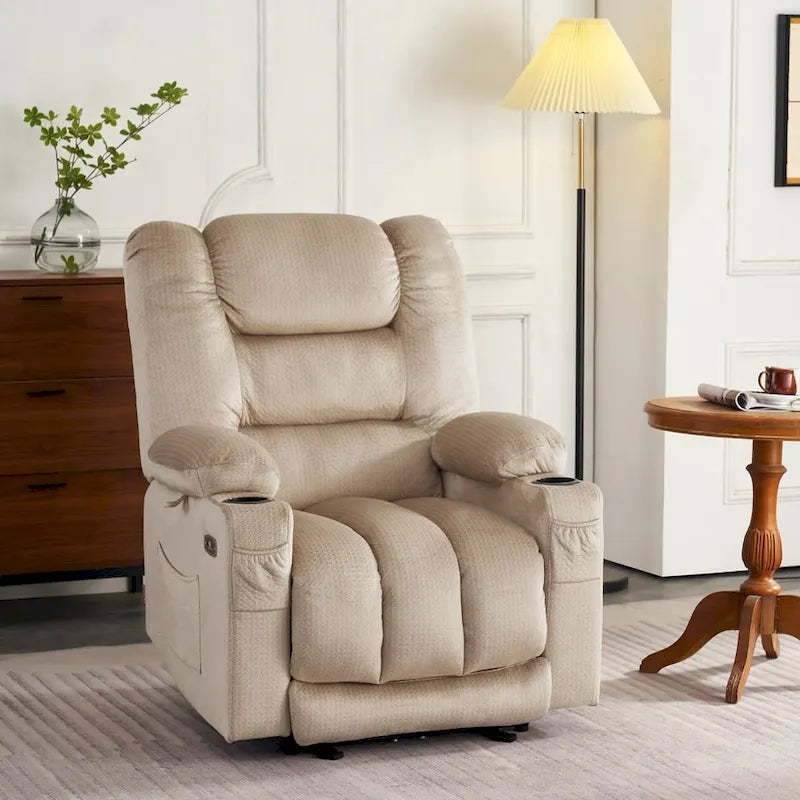 Fauteuil Inclinable Électrique MCombo avec Chaleur et Massage, Tissu 6079/PR670