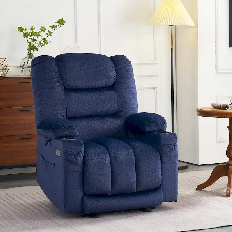 Fauteuil Inclinable Électrique MCombo avec Chaleur et Massage, Tissu 6079/PR670