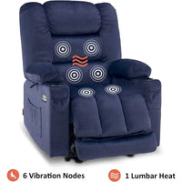 Fauteuil Inclinable Électrique MCombo avec Chaleur et Massage, Tissu 6079/PR670