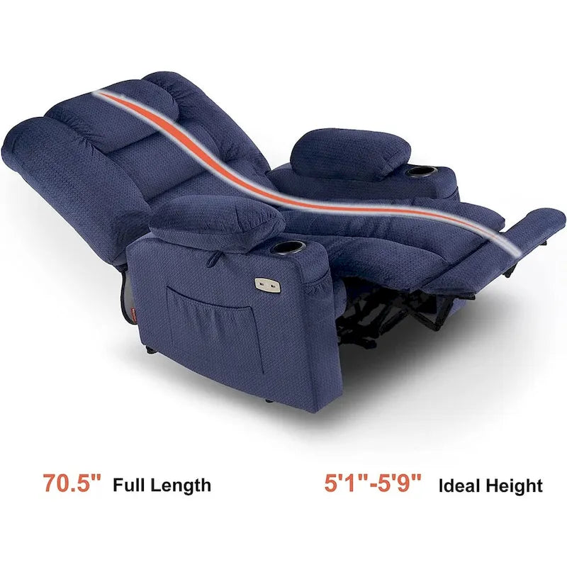 Fauteuil Inclinable Électrique MCombo avec Chaleur et Massage, Tissu 6079/PR670