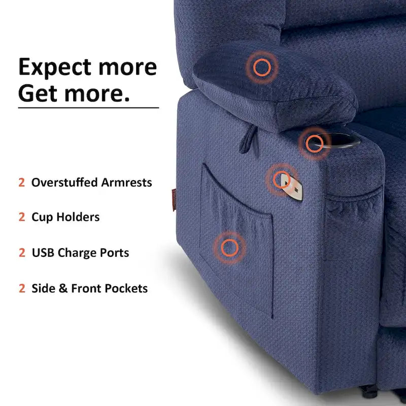 Fauteuil Inclinable Électrique MCombo avec Chaleur et Massage, Tissu 6079/PR670