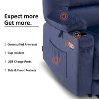 Fauteuil Inclinable Électrique MCombo avec Chaleur et Massage, Tissu 6079/PR670
