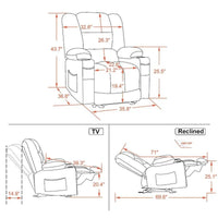 Fauteuil Inclinable Électrique MCombo avec Chaleur et Massage, Tissu 6079/PR670