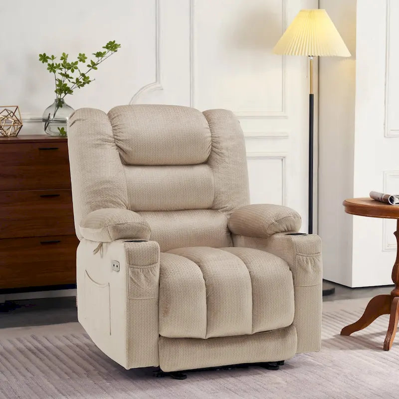 Fauteuil Inclinable Électrique MCombo avec Chaleur et Massage, Tissu 6079/PR670