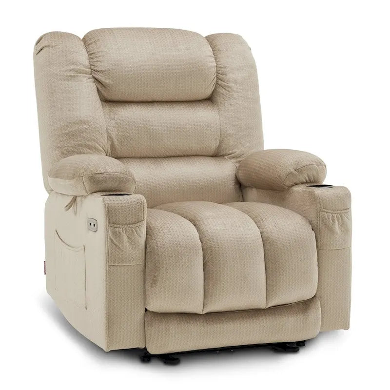 Fauteuil Inclinable Électrique MCombo avec Chaleur et Massage, Tissu 6079/PR670
