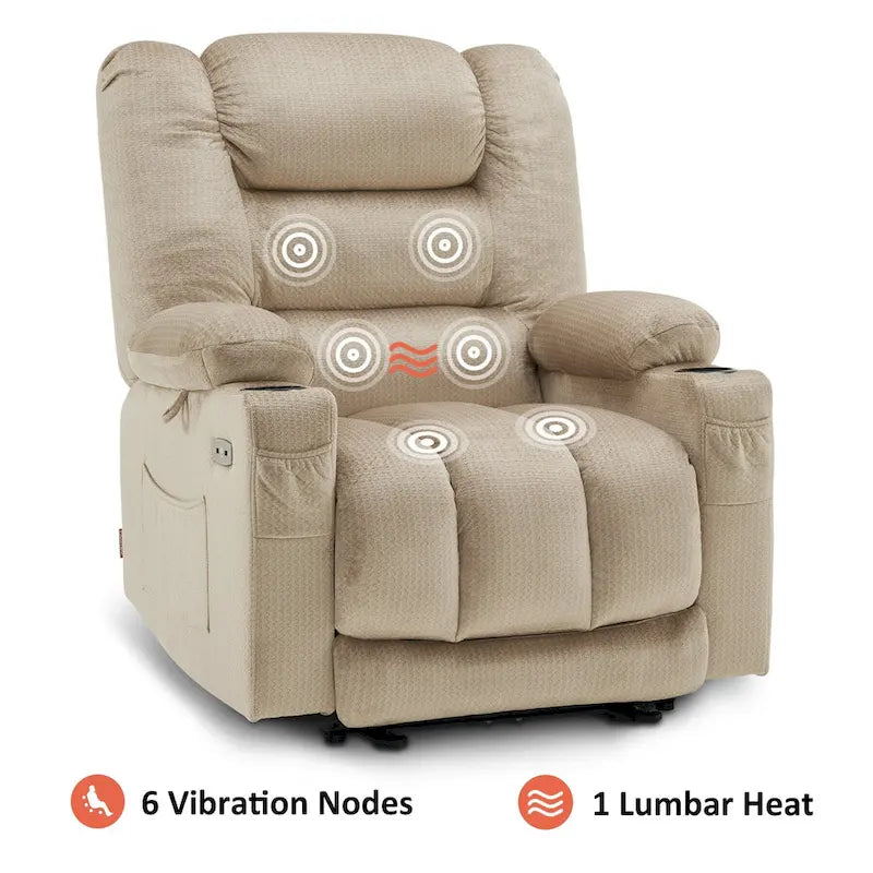 Fauteuil Inclinable Électrique MCombo avec Chaleur et Massage, Tissu 6079/PR670