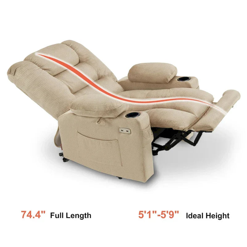 Fauteuil Inclinable Électrique MCombo avec Chaleur et Massage, Tissu 6079/PR670