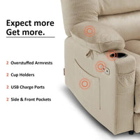Fauteuil Inclinable Électrique MCombo avec Chaleur et Massage, Tissu 6079/PR670