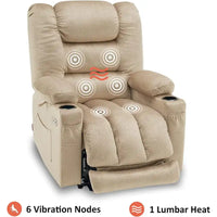 Fauteuil Inclinable Électrique MCombo avec Chaleur et Massage, Tissu 6079/PR670