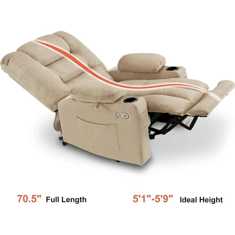 Fauteuil Inclinable Électrique MCombo avec Chaleur et Massage, Tissu 6079/PR670